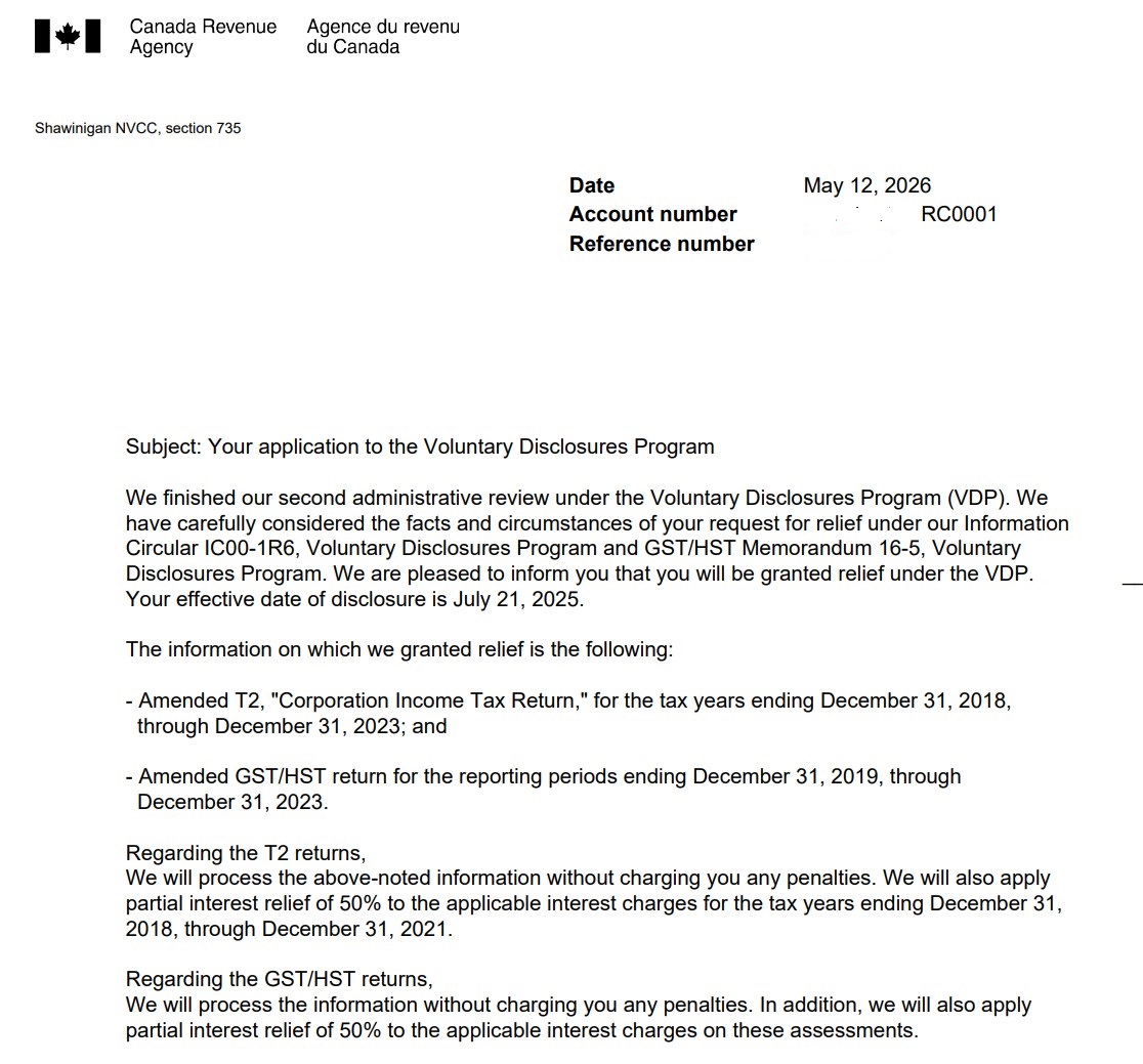 Voluntary disclosure second administrative review
